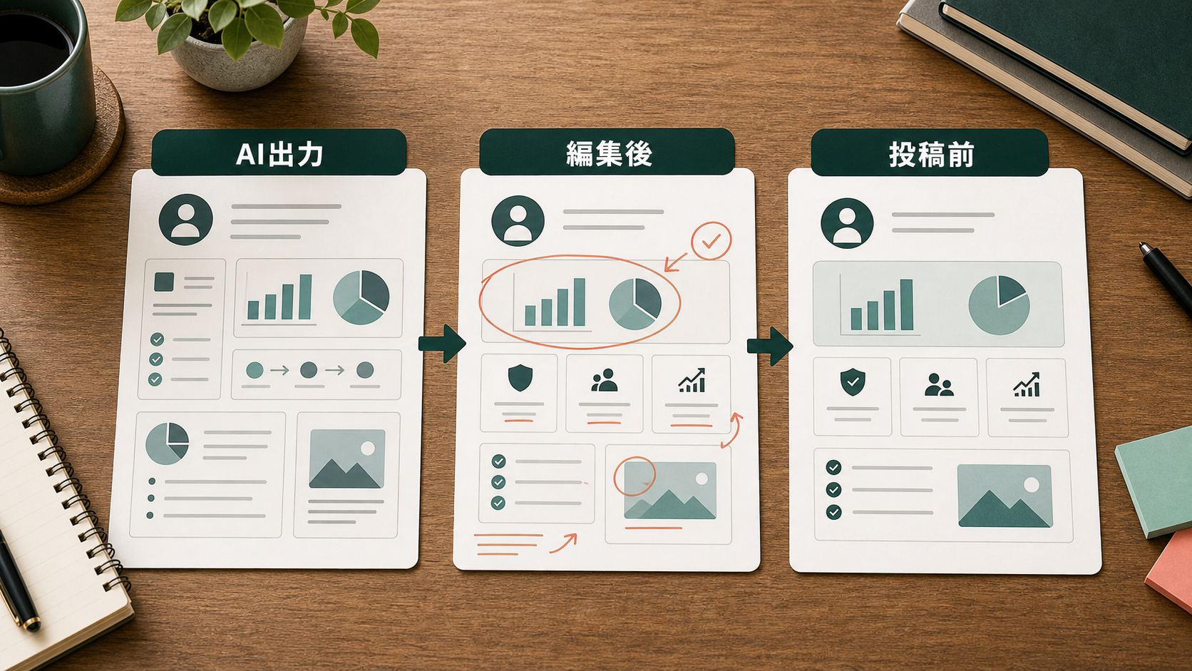 AIで作ったX図解をそのまま出さない 投稿前の検収表 判断軸の比較メモ