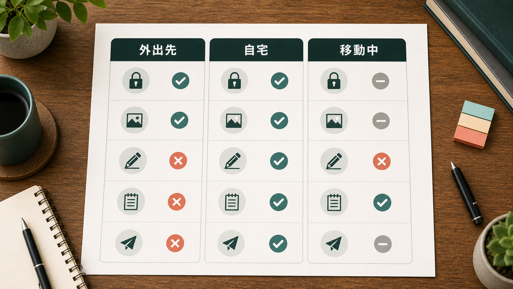 投稿が続かない人へ 外出先・自宅・移動中の作業分担表 判断軸の比較メモ